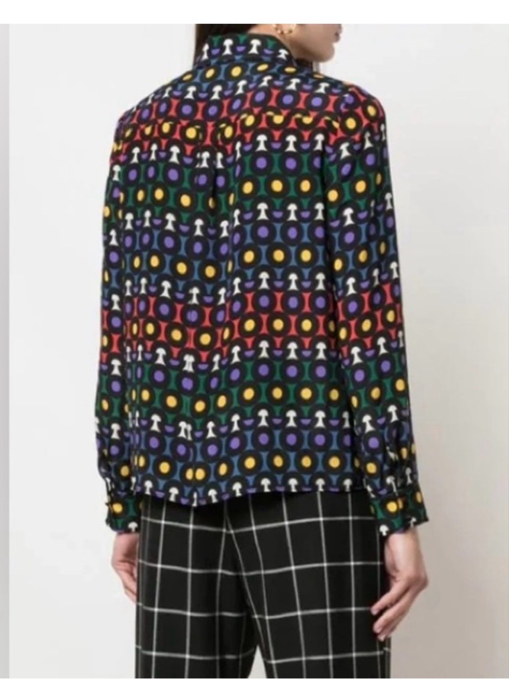 Alice + Olivia Black Blouse with Multicolor Dot Motif - Picture 5 of 6